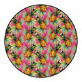 Pink Watercolor Pineapple Pattern Print Round Floor Mat