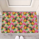 Pink Watercolor Pineapple Pattern Print Rubber Doormat