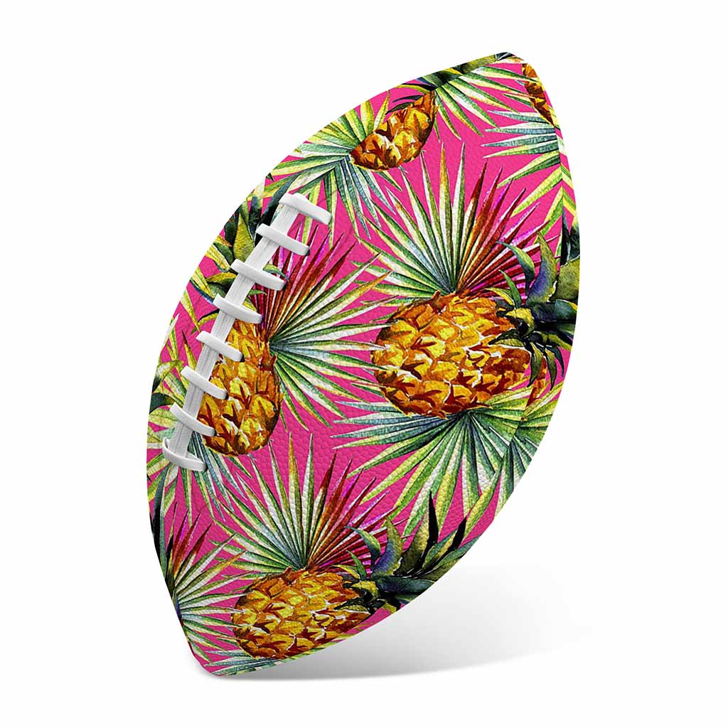 Pink Watercolor Pineapple Pattern Print Rugby Ball