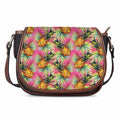 Pink Watercolor Pineapple Pattern Print Saddle Bag