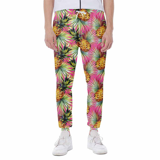 Pink Watercolor Pineapple Pattern Print Scuba Joggers
