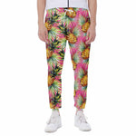Pink Watercolor Pineapple Pattern Print Scuba Joggers