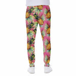 Pink Watercolor Pineapple Pattern Print Scuba Joggers