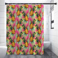 Pink Watercolor Pineapple Pattern Print Shower Curtain