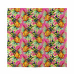 Pink Watercolor Pineapple Pattern Print Silk Bandana