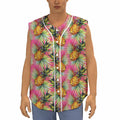 Pink Watercolor Pineapple Pattern Print Sleeveless Baseball Jersey