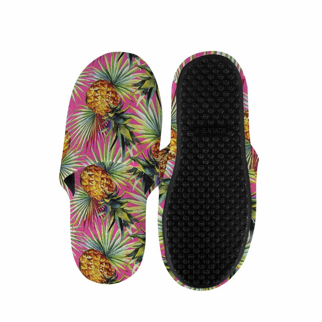 Pink Watercolor Pineapple Pattern Print Slippers