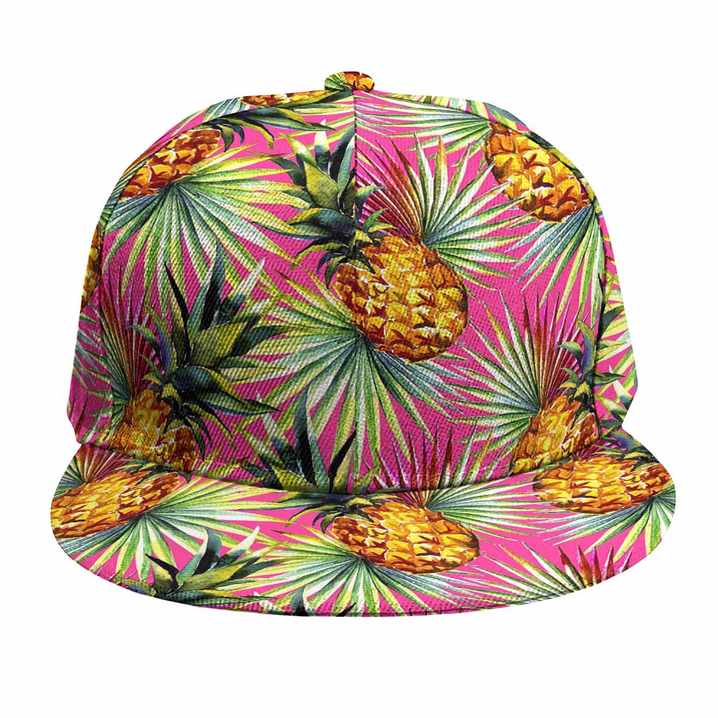 Pink Watercolor Pineapple Pattern Print Snapback Cap
