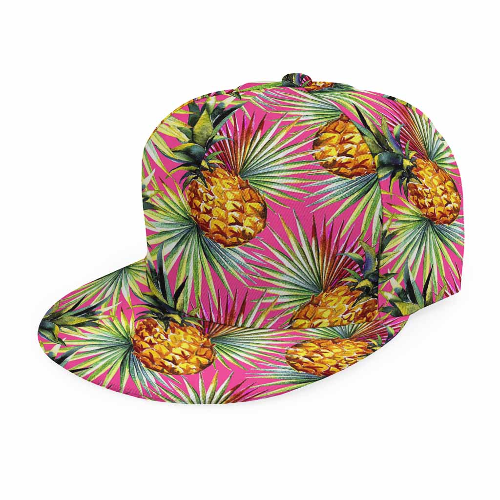 Pink Watercolor Pineapple Pattern Print Snapback Cap