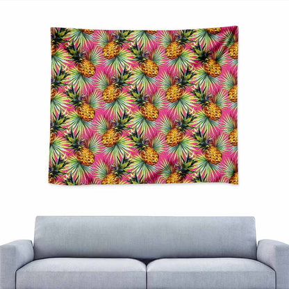 Pink Watercolor Pineapple Pattern Print Tapestry