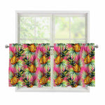 Pink Watercolor Pineapple Pattern Print Tier Curtains