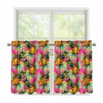 Pink Watercolor Pineapple Pattern Print Tier Curtains
