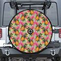 Pink Watercolor Pineapple Pattern Print Tire Cover With Camera Hole