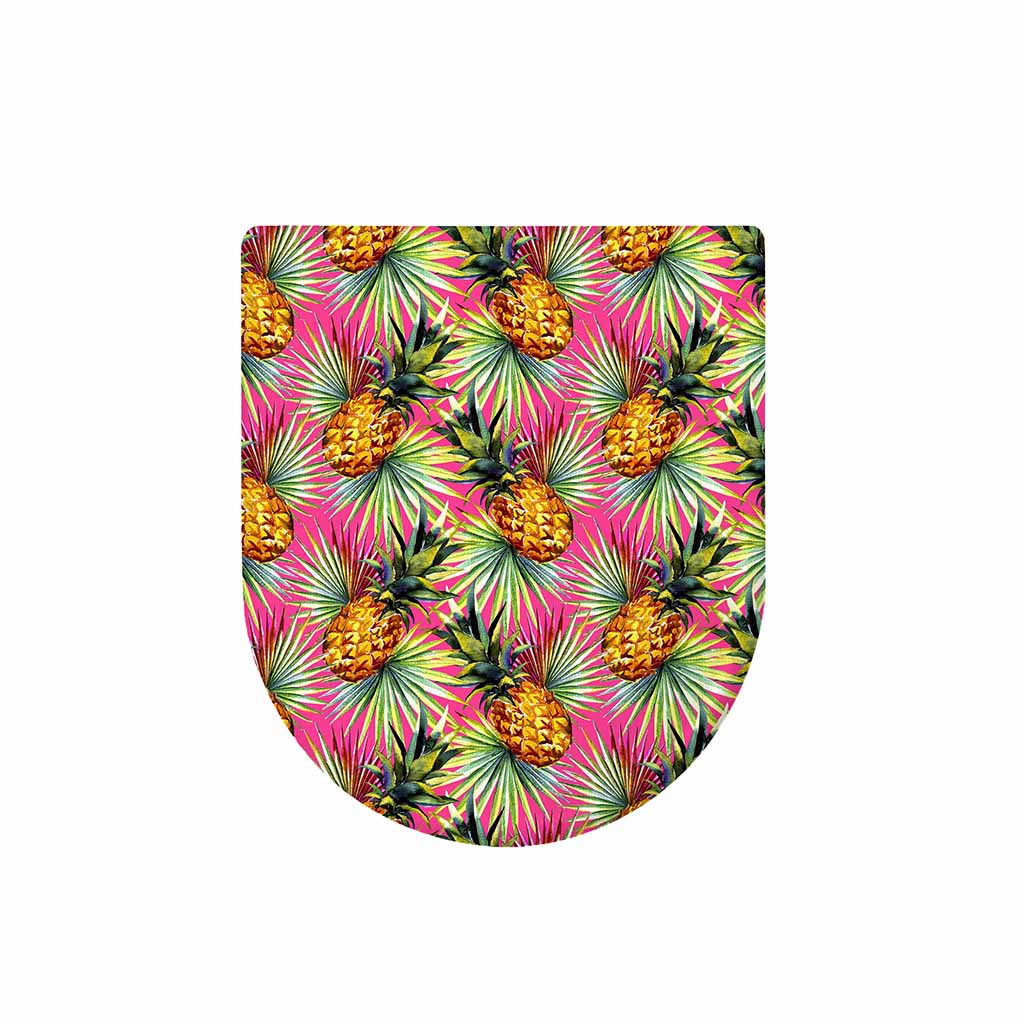 Pink Watercolor Pineapple Pattern Print Toilet Lid Cover