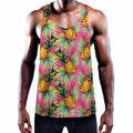 Pink Watercolor Pineapple Pattern Print Men's Workout Tank Top