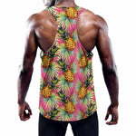Pink Watercolor Pineapple Pattern Print Training Tank Top