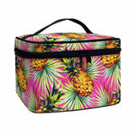 Pink Watercolor Pineapple Pattern Print Travel Makeup Bag