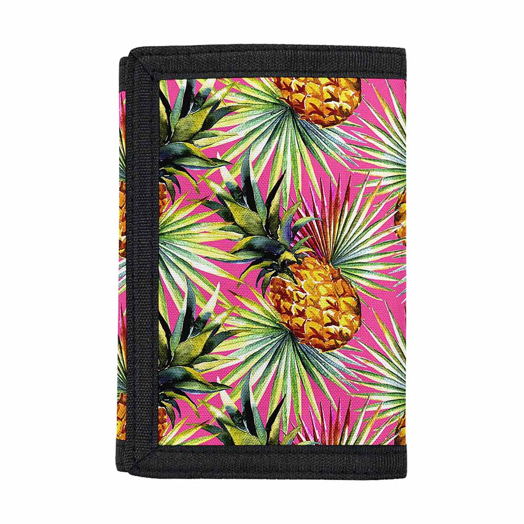 Pink Watercolor Pineapple Pattern Print Trifold Wallet