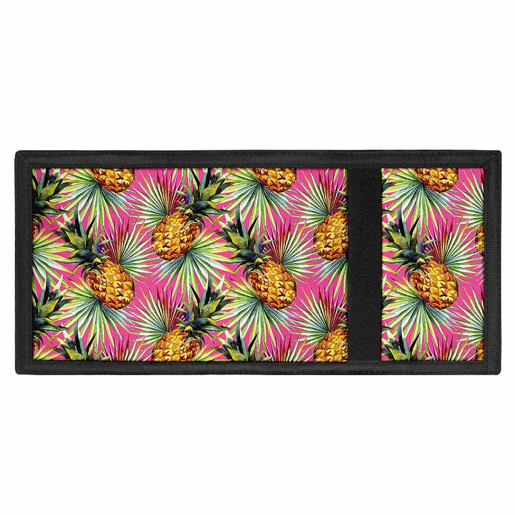 Pink Watercolor Pineapple Pattern Print Trifold Wallet