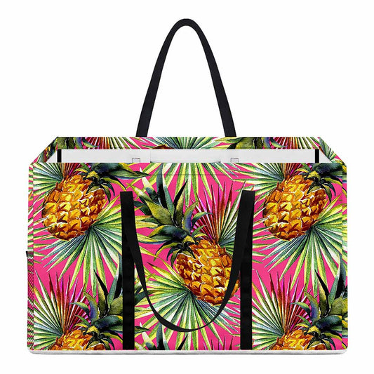 Pink Watercolor Pineapple Pattern Print Utility Tote Bag