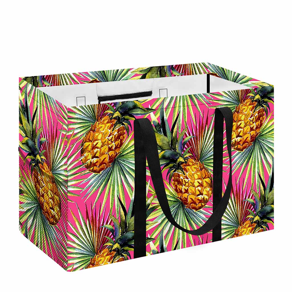 Pink Watercolor Pineapple Pattern Print Utility Tote Bag