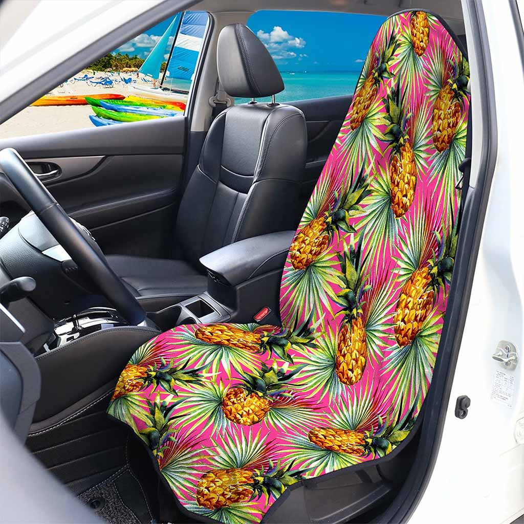 Pink Watercolor Pineapple Pattern Print Waterproof Car Seat Cover
