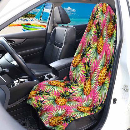Pink Watercolor Pineapple Pattern Print Waterproof Car Seat Cover