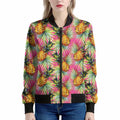 Pink Watercolor Pineapple Pattern Print Women's Bomber Jacket