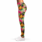 Pink Watercolor Pineapple Pattern Print Women's Leggings