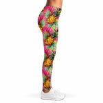 Pink Watercolor Pineapple Pattern Print Women's Leggings