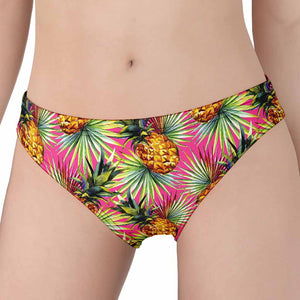 Pink Watercolor Pineapple Pattern Print Women's Panties