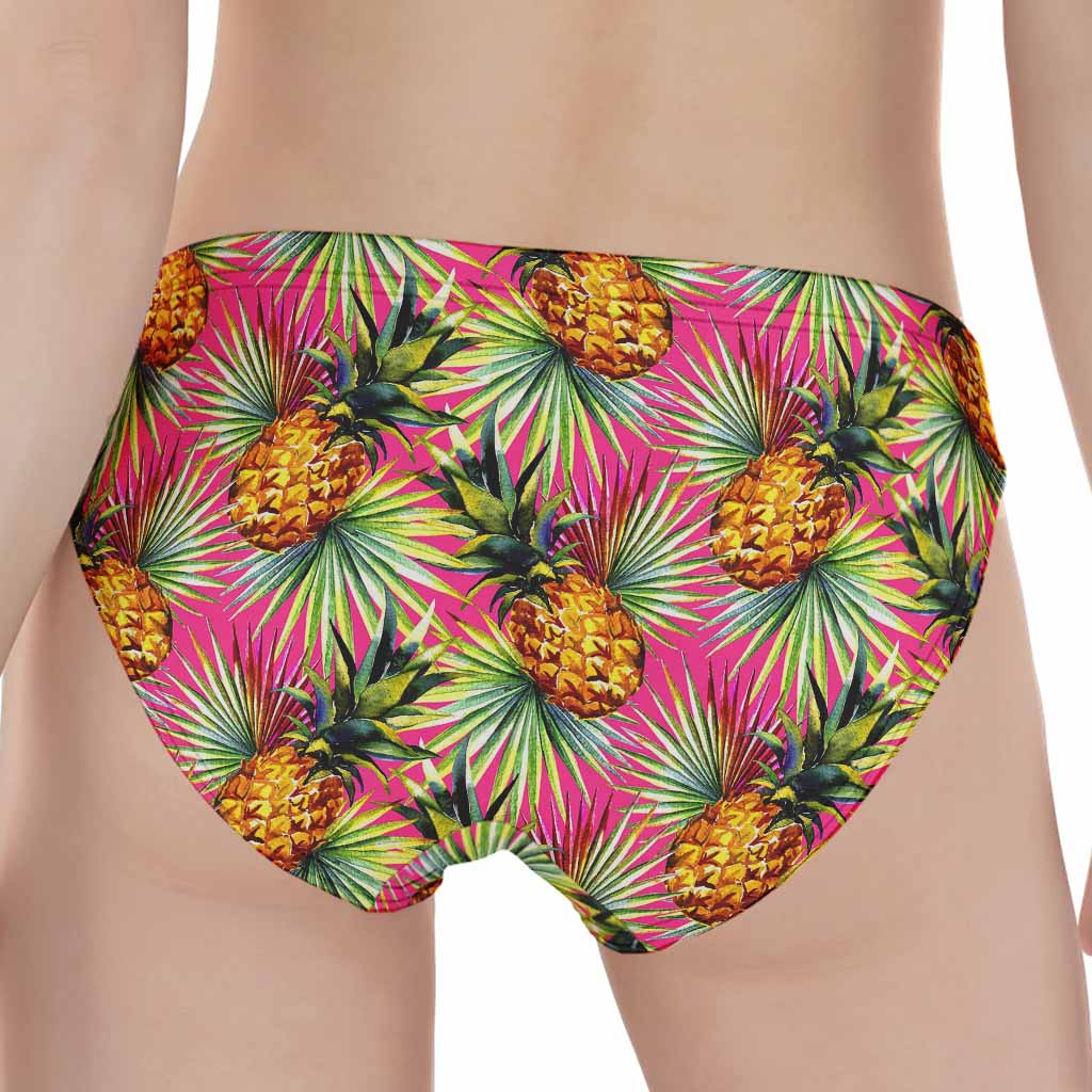 Pink Watercolor Pineapple Pattern Print Women's Panties