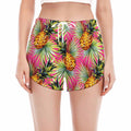 Pink Watercolor Pineapple Pattern Print Women's Split Running Shorts