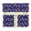 Pink Watercolor Tulip Flower Print 3 Piece Kitchen Curtains