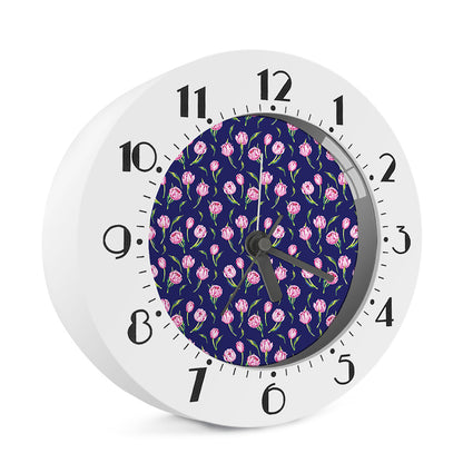 Pink Watercolor Tulip Flower Print Alarm Clock