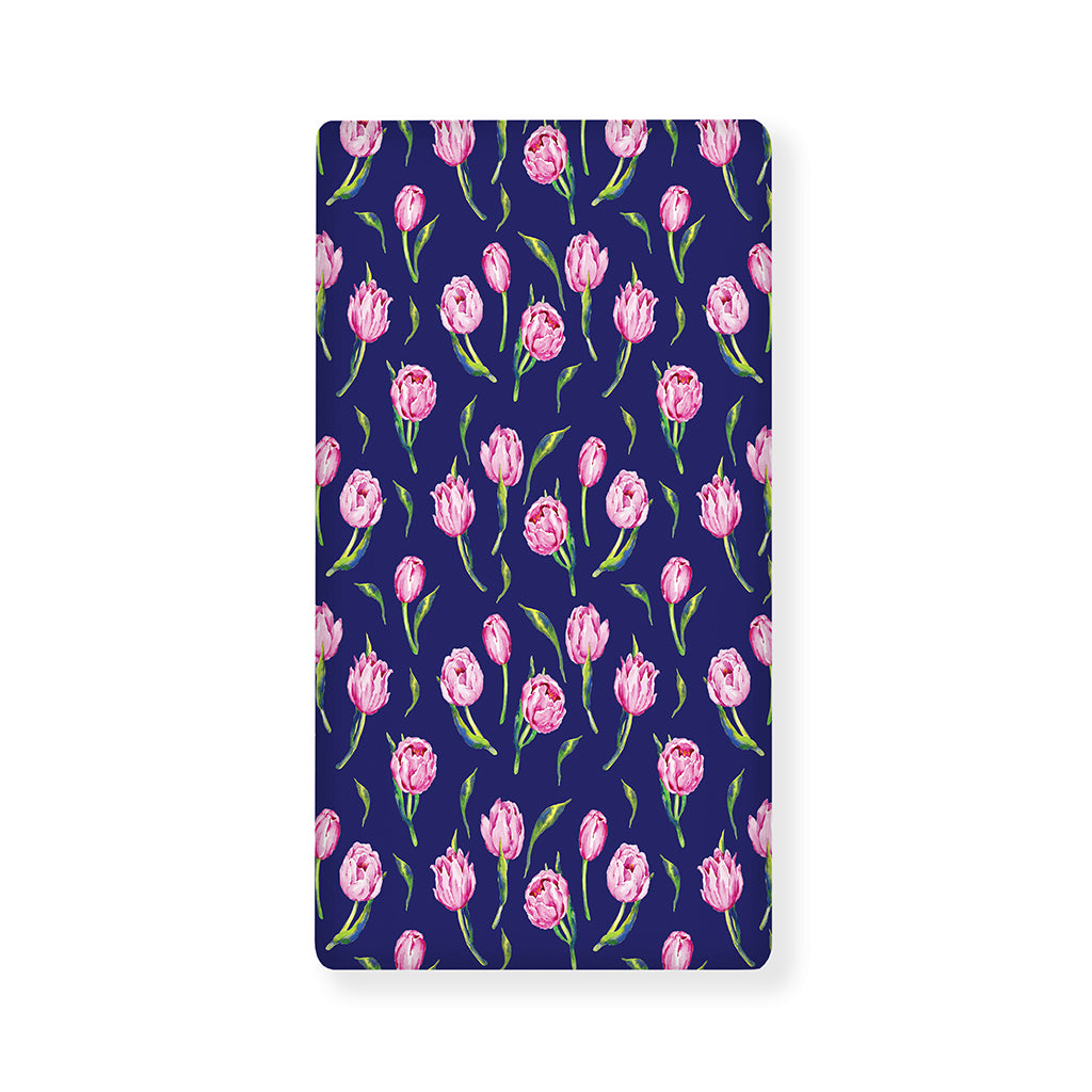 Pink Watercolor Tulip Flower Print Baby Crib Sheet