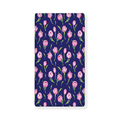 Pink Watercolor Tulip Flower Print Baby Crib Sheet