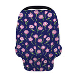 Pink Watercolor Tulip Flower Print Baby Seat Cover