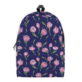 Pink Watercolor Tulip Flower Print School Backpack