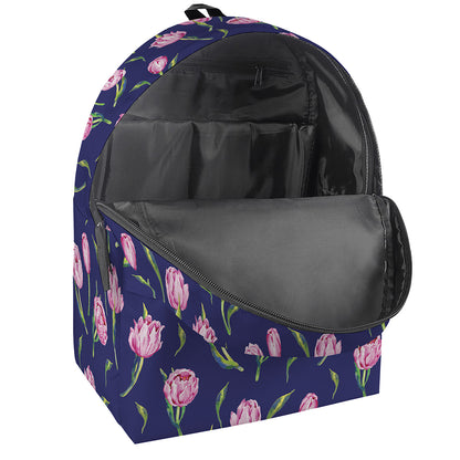 Pink Watercolor Tulip Flower Print Backpack