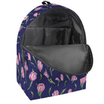 Pink Watercolor Tulip Flower Print Backpack