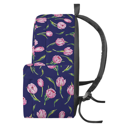 Pink Watercolor Tulip Flower Print Backpack