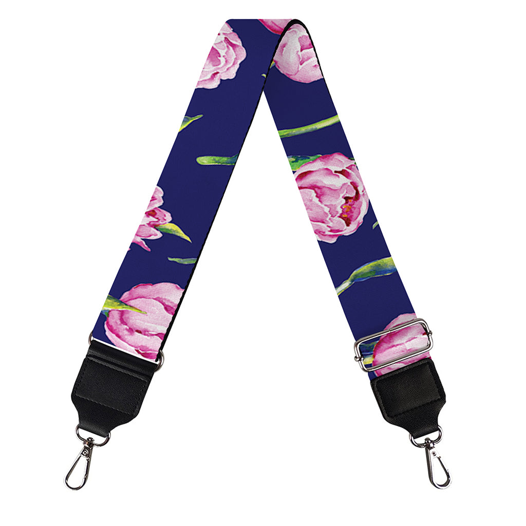Pink Watercolor Tulip Flower Print Bag Strap