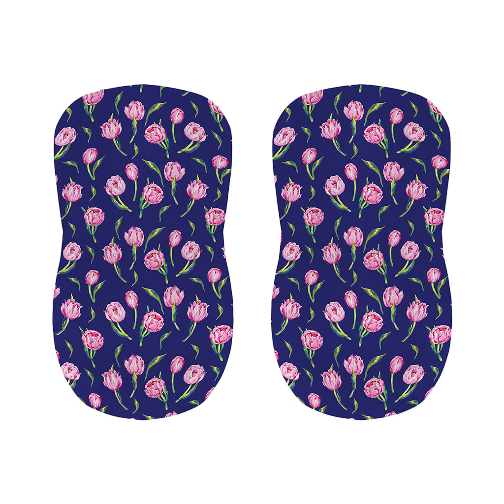 Pink Watercolor Tulip Flower Print Bar Stool Covers