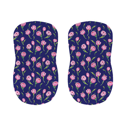 Pink Watercolor Tulip Flower Print Bar Stool Covers