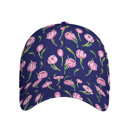 Pink Watercolor Tulip Flower Print Baseball Cap