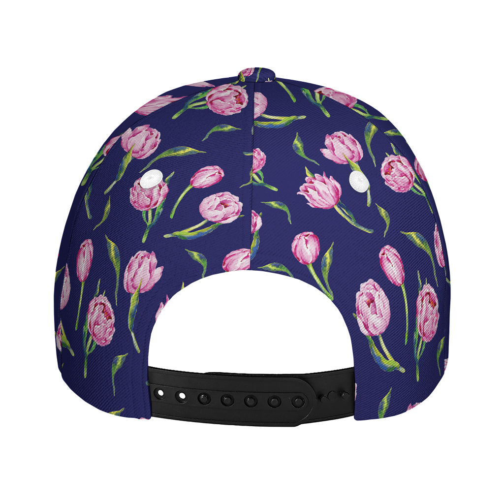 Pink Watercolor Tulip Flower Print Baseball Cap