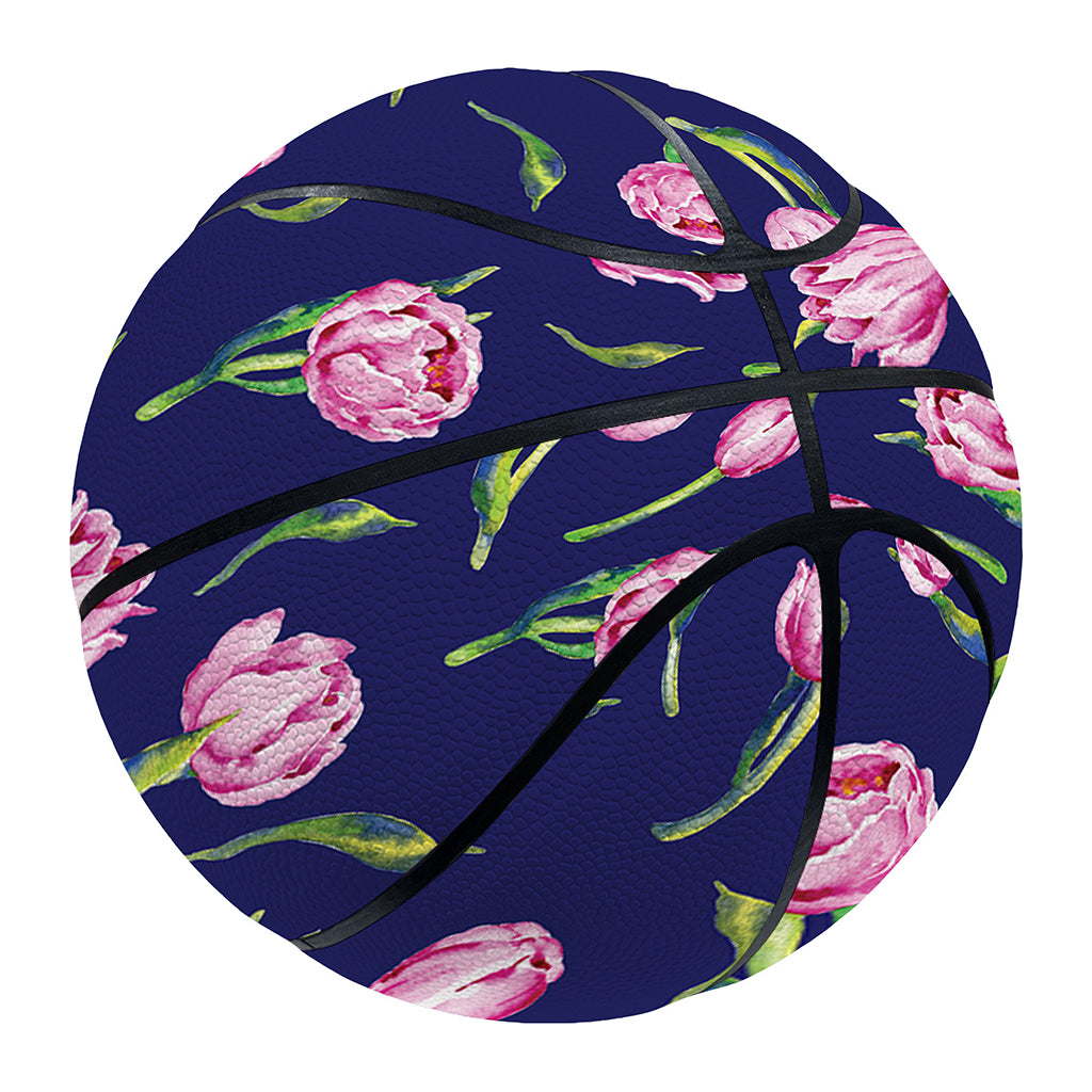 Pink Watercolor Tulip Flower Print Basketball