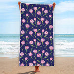 Pink Watercolor Tulip Flower Print Beach Towel