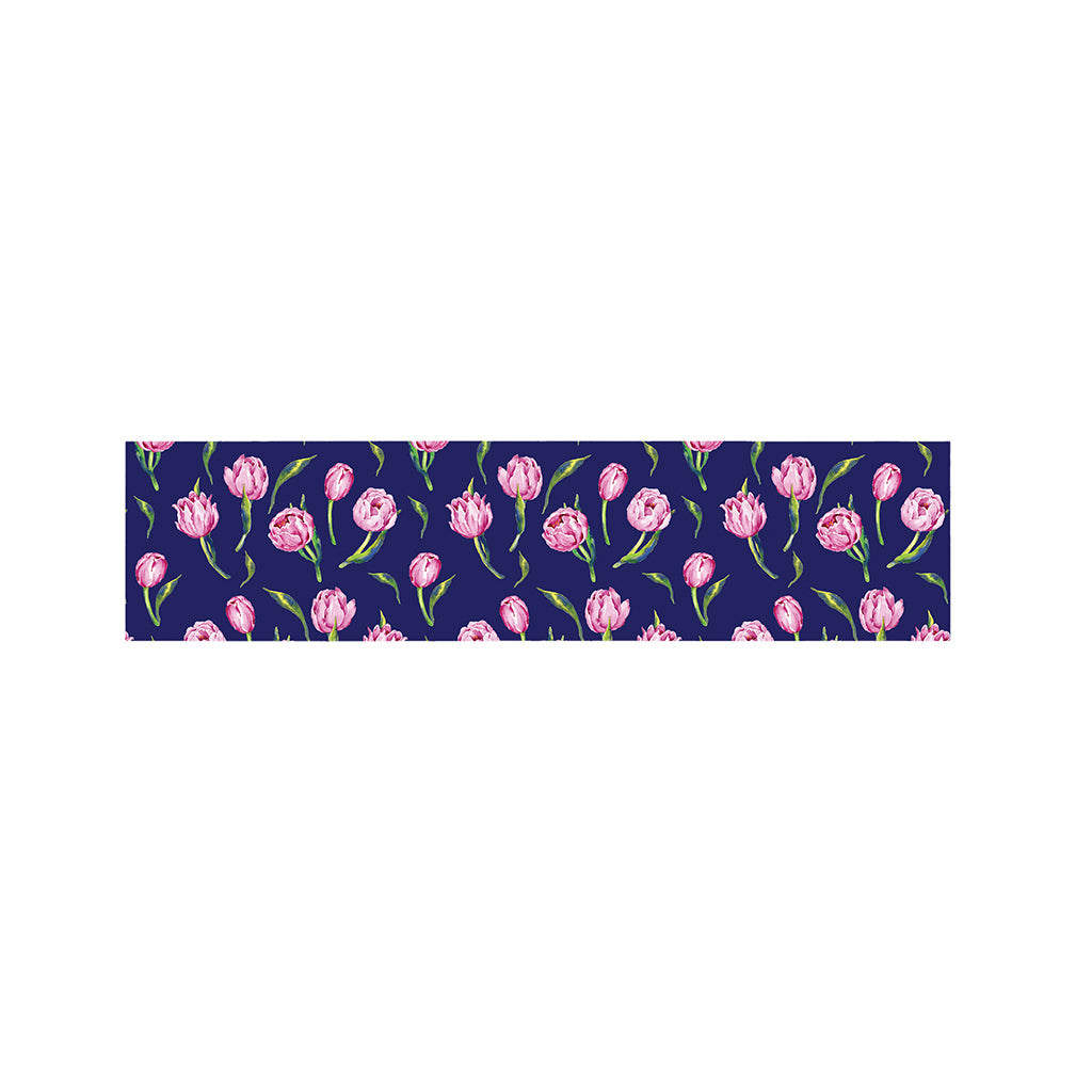 Pink Watercolor Tulip Flower Print Bed Runner